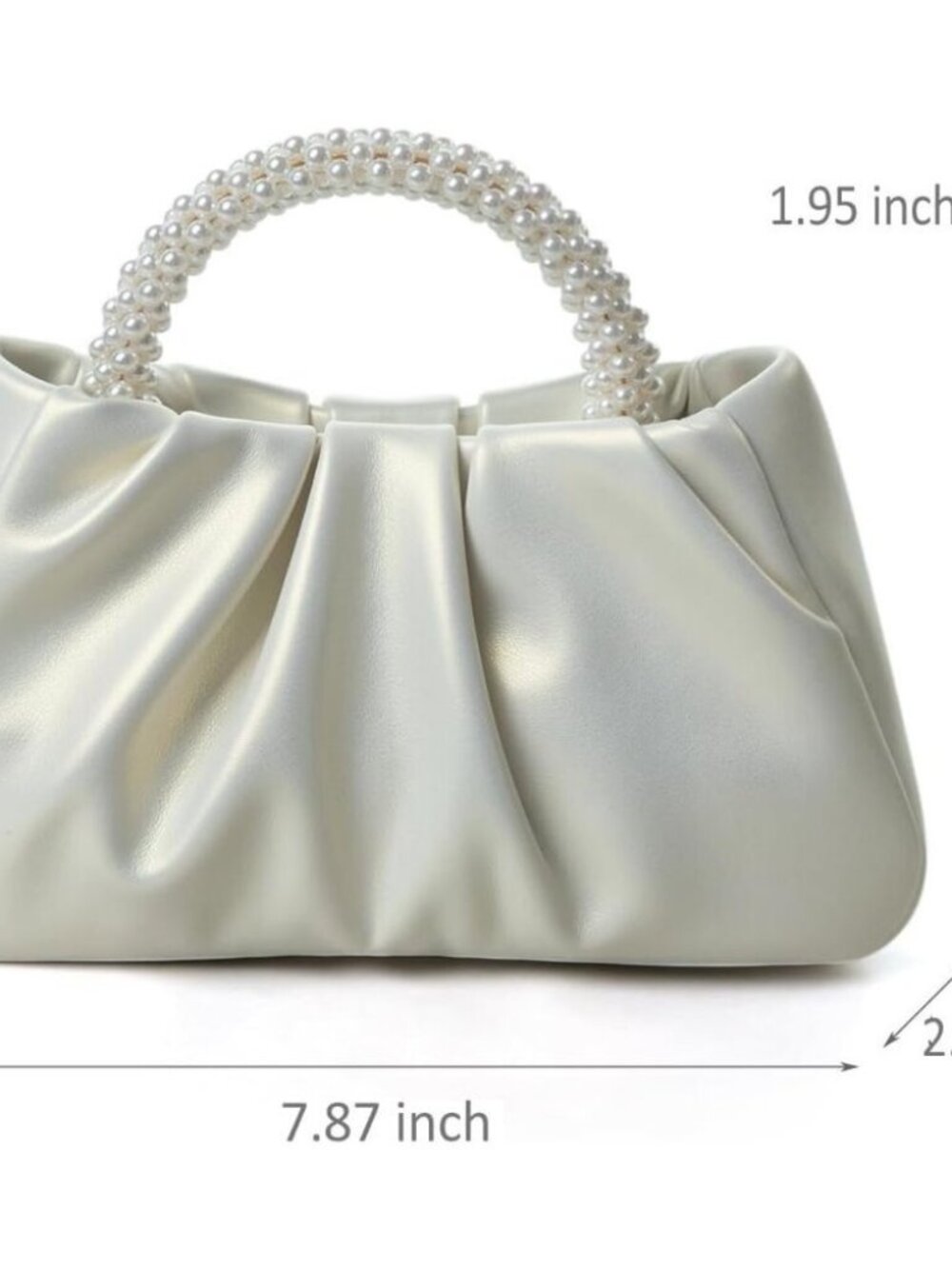 Beatfull Evening Purse Women Small Pearl Handbags soft Leather ruched bag weddin - Picture 5 of 5
